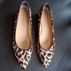 Leopard Print Pointed Ballet Flats Itchicly Leather Calf Hair Ivanka Trump 8.5